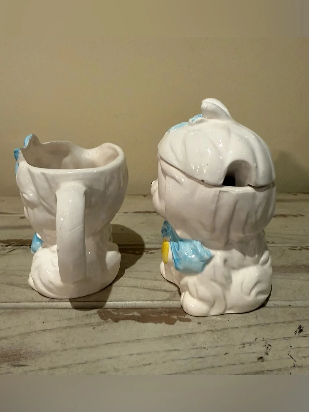 Vintage 1950s Lefton Mr. Toodles Puppy Dog Creamer & Sugar Set Retro Kitsch